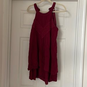 High collared, maroon dress. Size small.